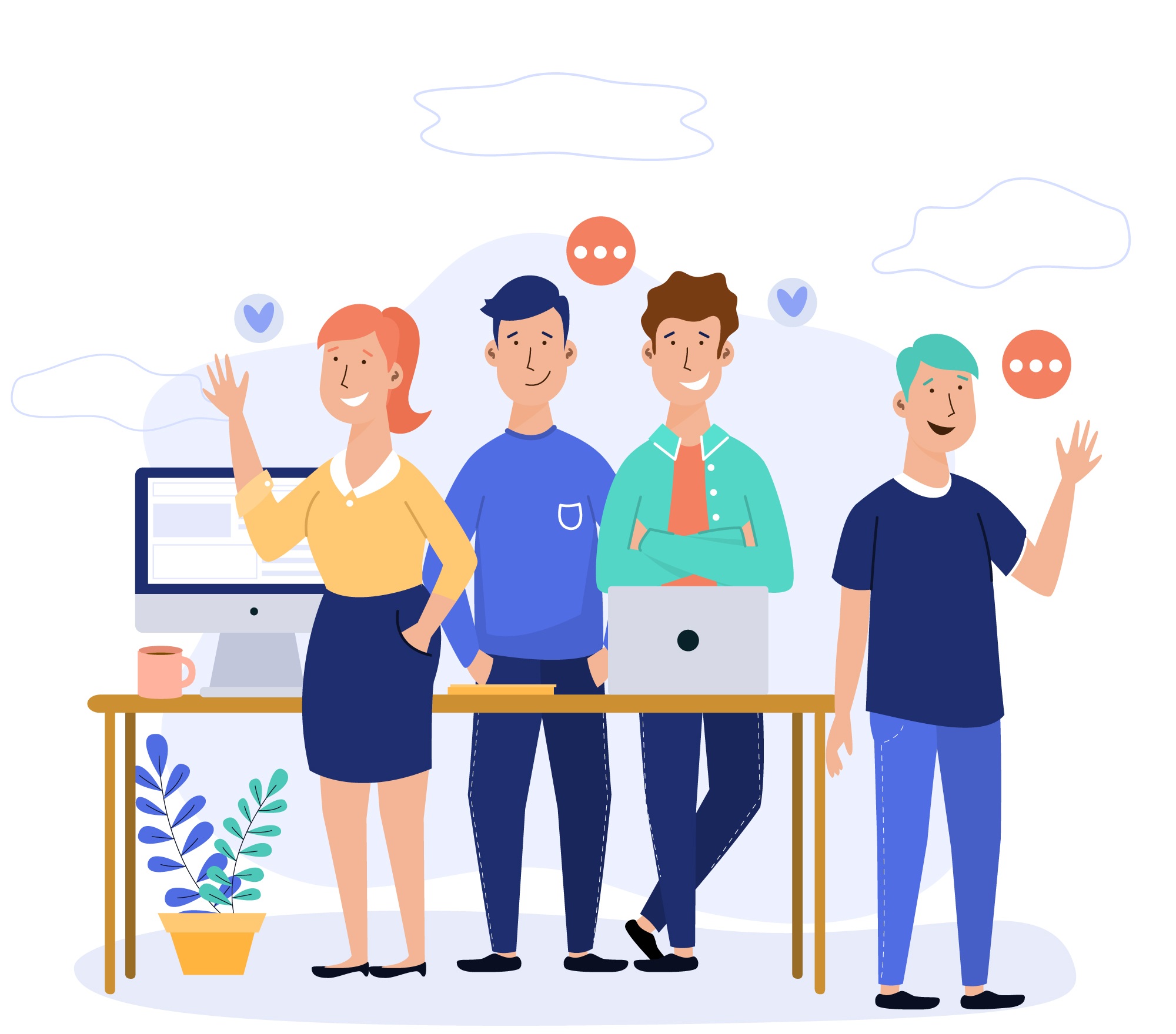 Diverse team collaborating in modern office